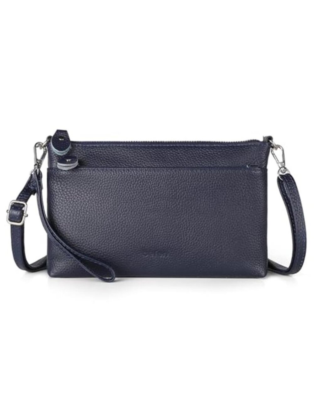Genuine Leather Wristlet Clutch Wallet Small Crossbody Purse RFID Blocking Navy